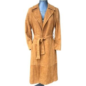 Vintage Scully California Rusty Brown Soft Chamois Goat Suede Trench Coat MED